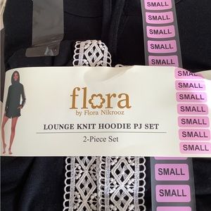 flora by flora nikrooz lounge knit hoodie pajamas set 2 piece small nwt black.